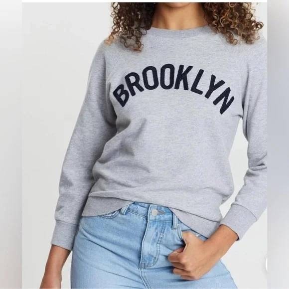 J. Crew Tops - J. Crew Brooklyn‎ Pullover Sweatshirt Gray Crew Neck 3/4 Sleeve size small